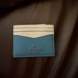 Kate Spade Teal and Cream Card Holder